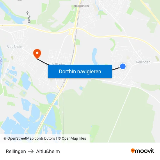 Reilingen to Altlußheim map