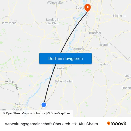 Verwaltungsgemeinschaft Oberkirch to Altlußheim map