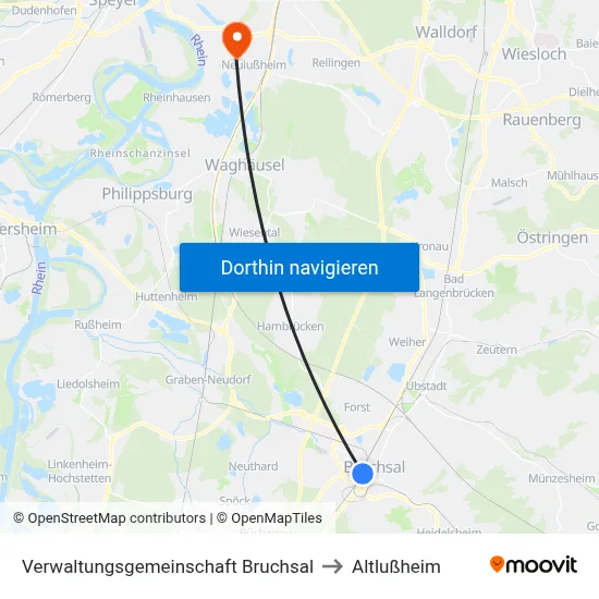 Verwaltungsgemeinschaft Bruchsal to Altlußheim map