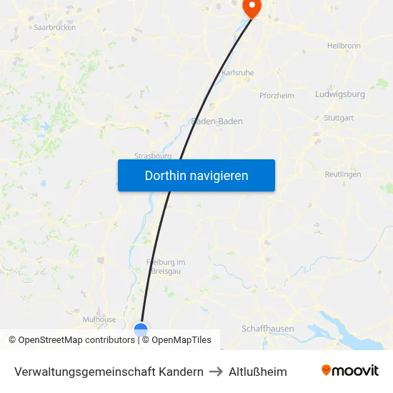 Verwaltungsgemeinschaft Kandern to Altlußheim map