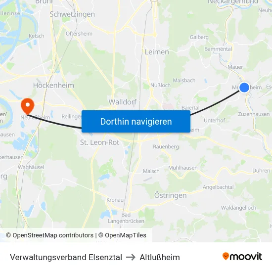 Verwaltungsverband Elsenztal to Altlußheim map