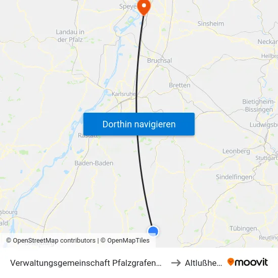 Verwaltungsgemeinschaft Pfalzgrafenweiler to Altlußheim map
