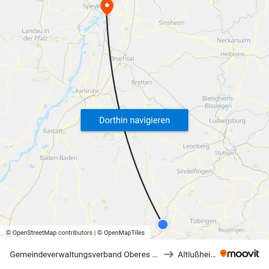 Gemeindeverwaltungsverband Oberes Gäu to Altlußheim map