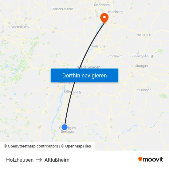 Holzhausen to Altlußheim map