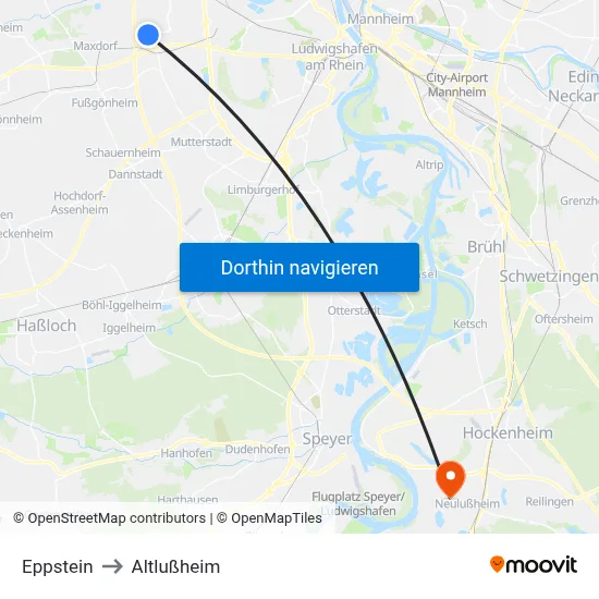 Eppstein to Altlußheim map