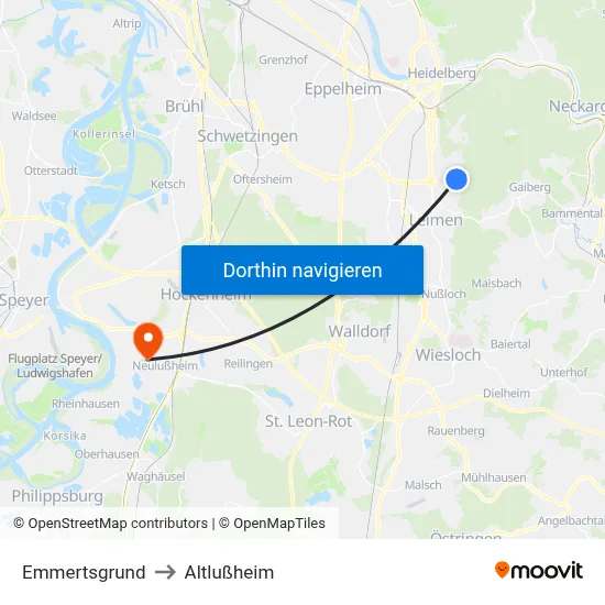 Emmertsgrund to Altlußheim map