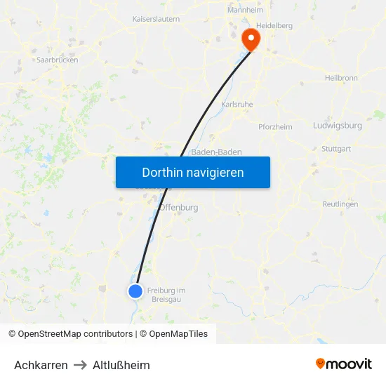 Achkarren to Altlußheim map