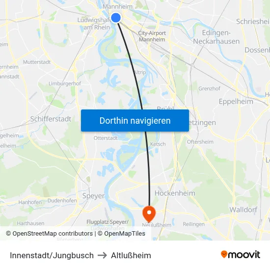 Innenstadt/Jungbusch to Altlußheim map