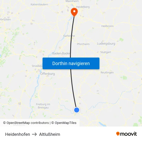 Heidenhofen to Altlußheim map