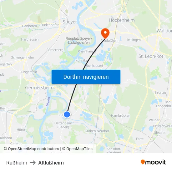 Rußheim to Altlußheim map