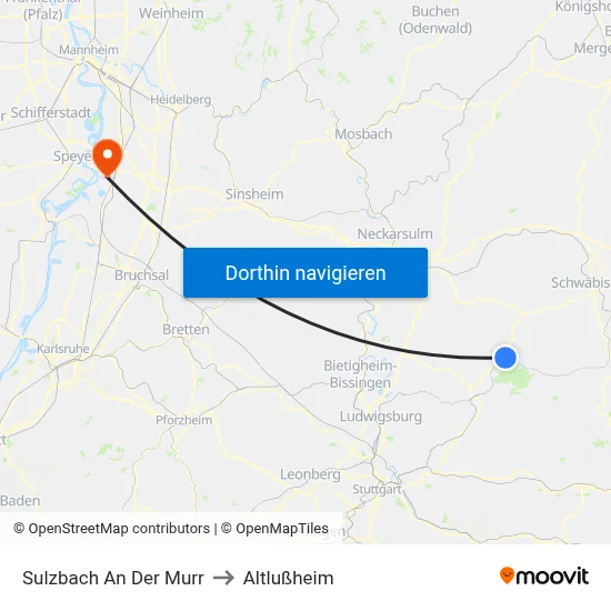 Sulzbach An Der Murr to Altlußheim map