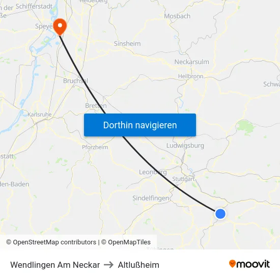 Wendlingen Am Neckar to Altlußheim map
