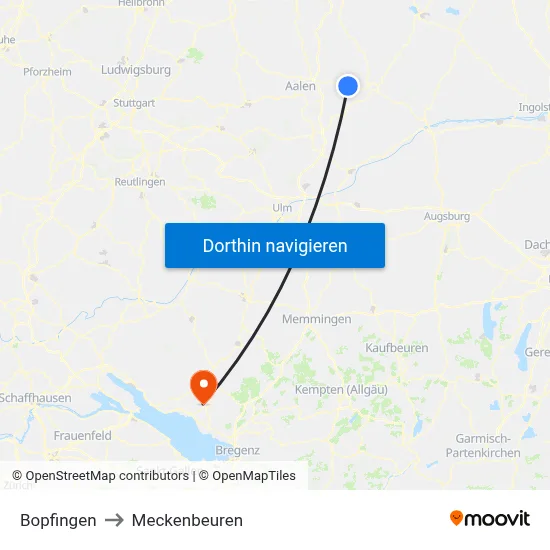 Bopfingen to Meckenbeuren map