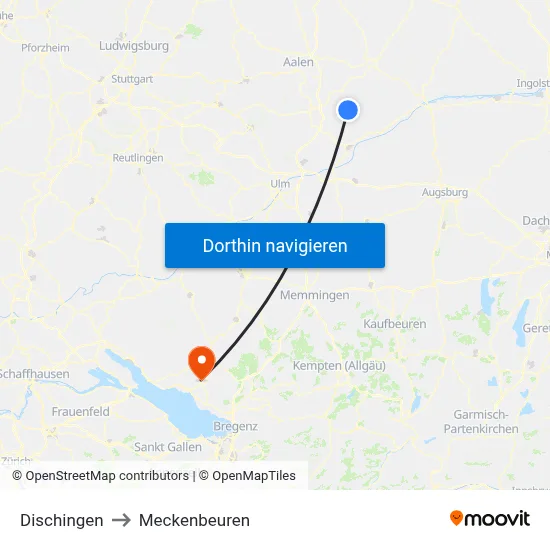Dischingen to Meckenbeuren map
