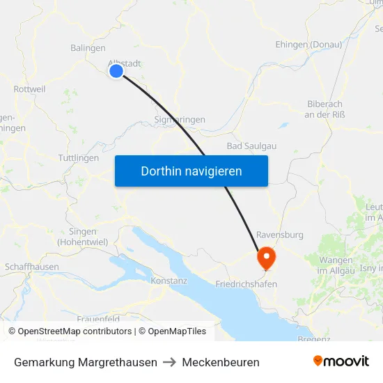 Gemarkung Margrethausen to Meckenbeuren map