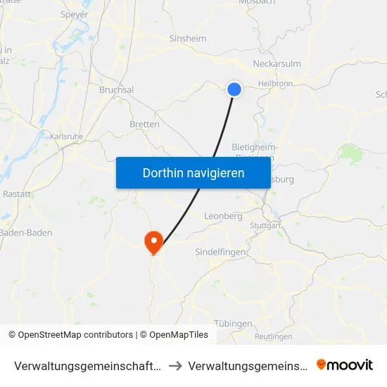 Verwaltungsgemeinschaft Schwaigern to Verwaltungsgemeinschaft Calw map