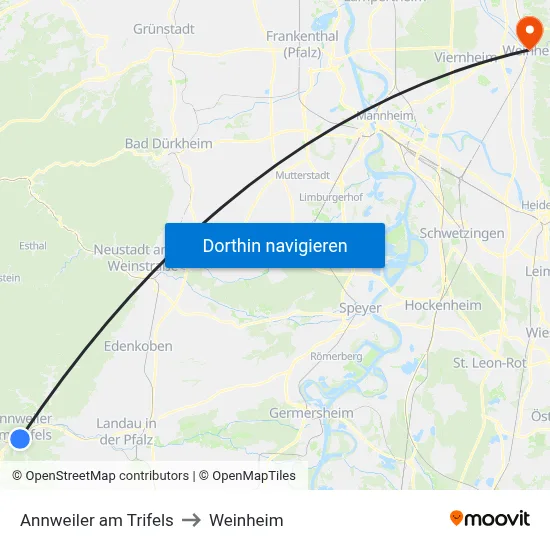 Annweiler am Trifels to Weinheim map