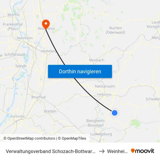 Verwaltungsverband Schozach-Bottwartal to Weinheim map
