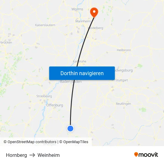 Hornberg to Weinheim map