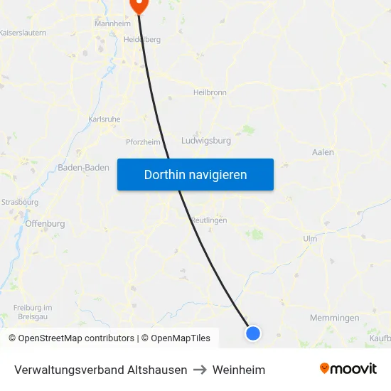 Verwaltungsverband Altshausen to Weinheim map