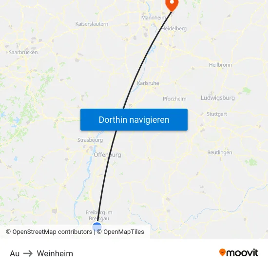 Au to Weinheim map