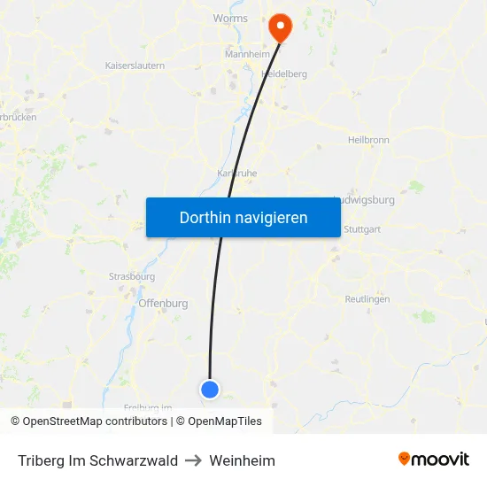 Triberg Im Schwarzwald to Weinheim map
