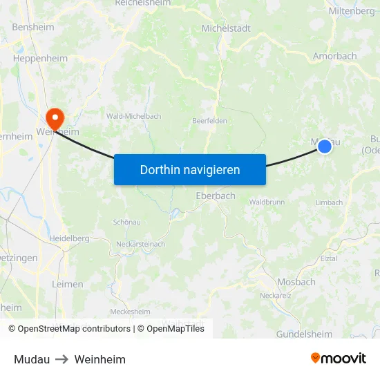 Mudau to Weinheim map