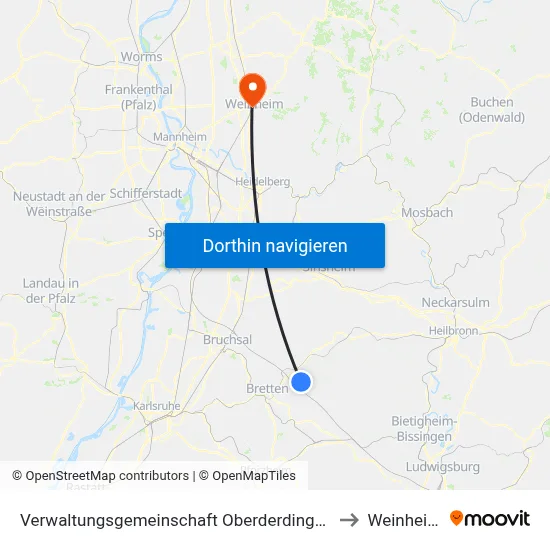 Verwaltungsgemeinschaft Oberderdingen to Weinheim map