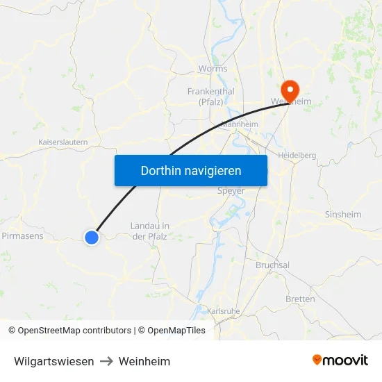 Wilgartswiesen to Weinheim map