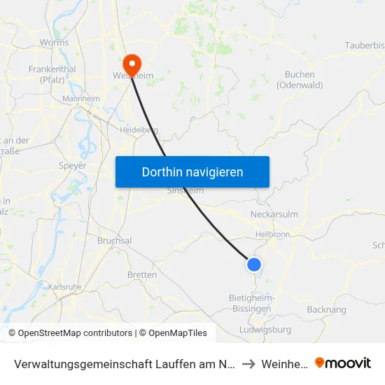 Verwaltungsgemeinschaft Lauffen am Neckar to Weinheim map