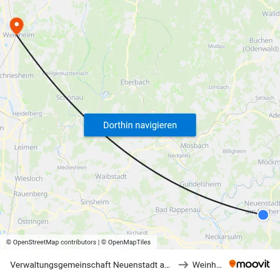 Verwaltungsgemeinschaft Neuenstadt am Kocher to Weinheim map