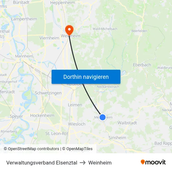 Verwaltungsverband Elsenztal to Weinheim map