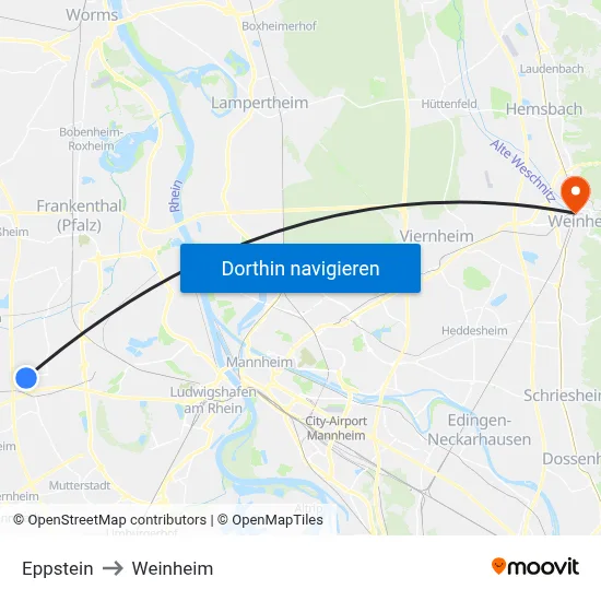 Eppstein to Weinheim map