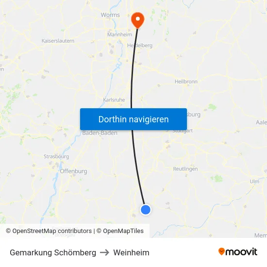 Gemarkung Schömberg to Weinheim map
