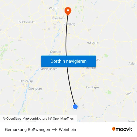 Gemarkung Roßwangen to Weinheim map