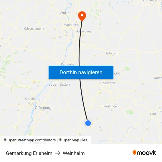 Gemarkung Erlaheim to Weinheim map