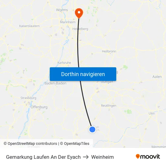 Gemarkung Laufen An Der Eyach to Weinheim map