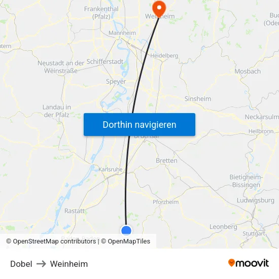 Dobel to Weinheim map