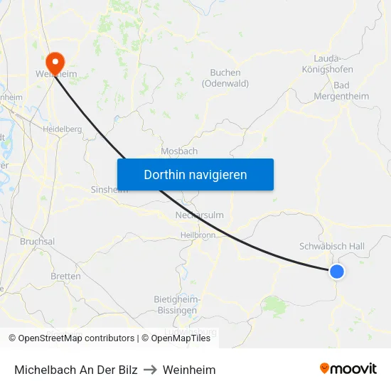 Michelbach An Der Bilz to Weinheim map