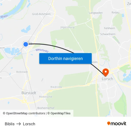 Biblis to Lorsch map