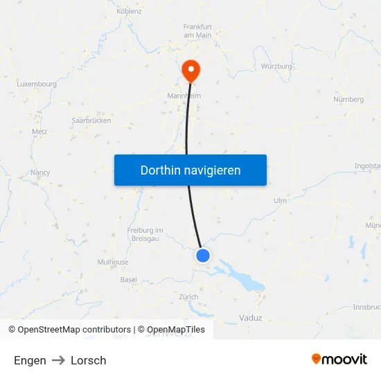 Engen to Lorsch map