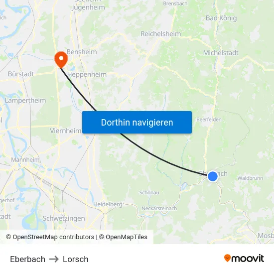 Eberbach to Lorsch map