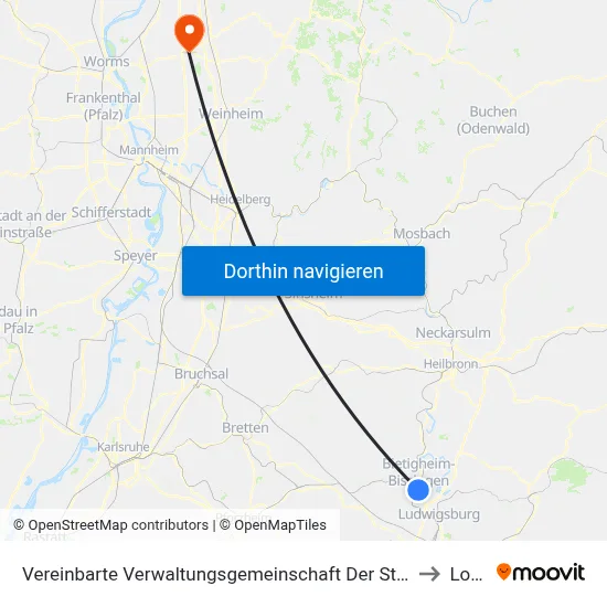 Vereinbarte Verwaltungsgemeinschaft Der Stadt Bietigheim-Bissingen to Lorsch map