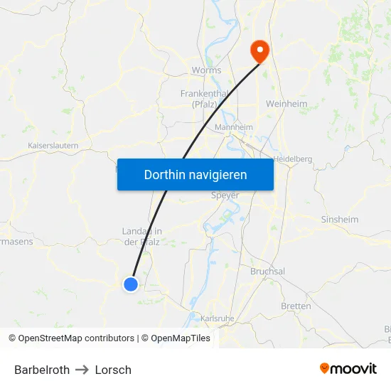 Barbelroth to Lorsch map