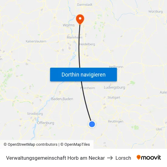 Verwaltungsgemeinschaft Horb am Neckar to Lorsch map