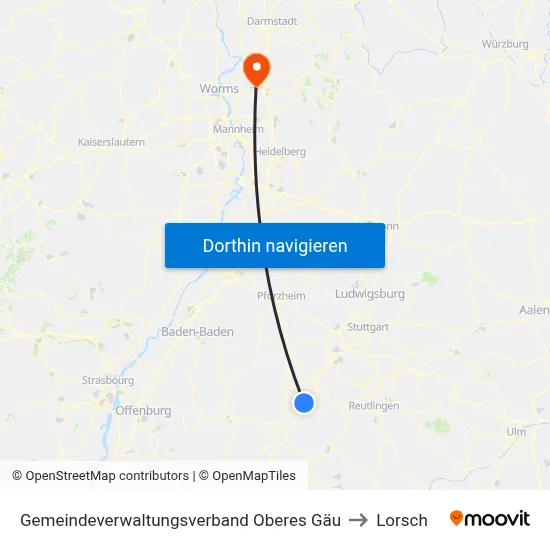 Gemeindeverwaltungsverband Oberes Gäu to Lorsch map