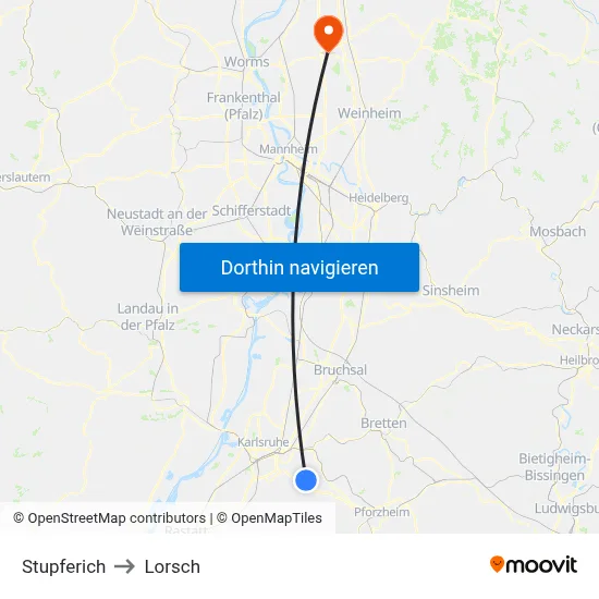 Stupferich to Lorsch map