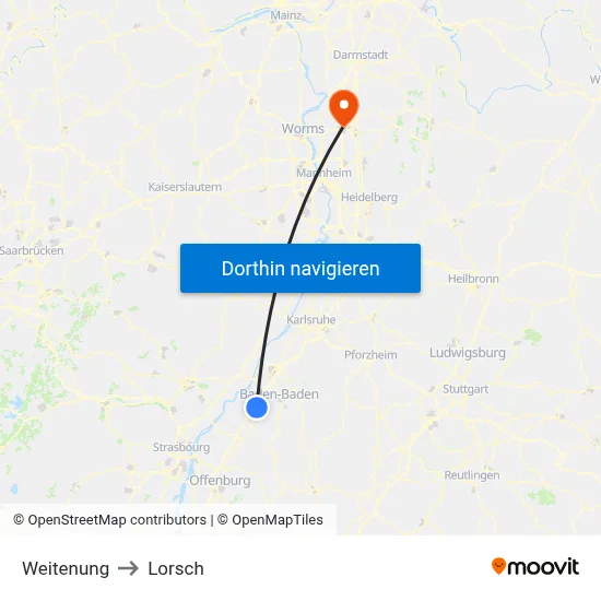 Weitenung to Lorsch map