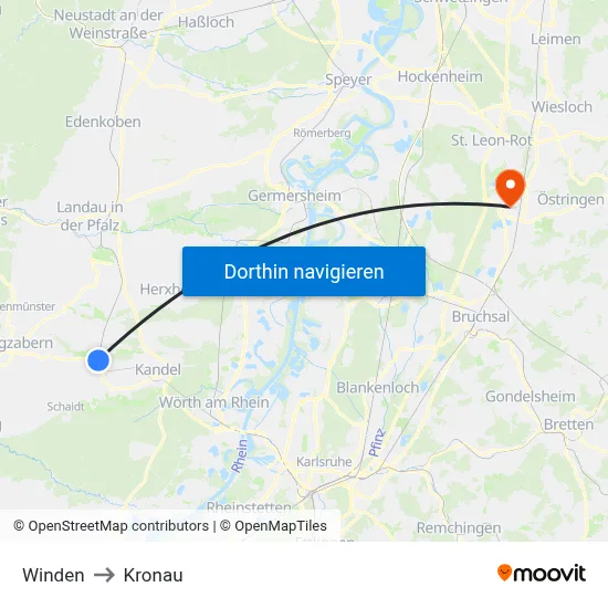 Winden to Kronau map