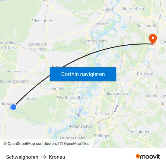 Schweighofen to Kronau map